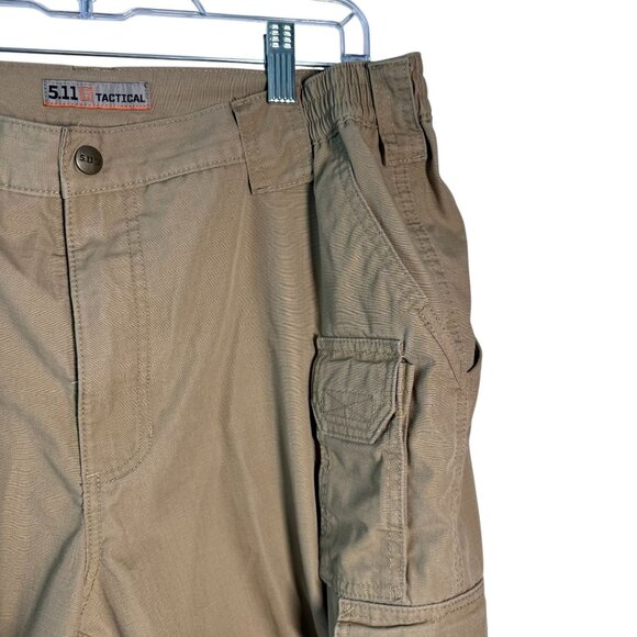 5.11 Tactical Mens Khaki Cargo Shorts With Elastic Waist Pockets Size 38 - Picture 2 of 9